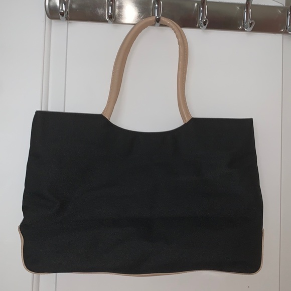 Leonard Drake Black Nylon Tan Shoulder Tote Bag - Picture 11 of 11